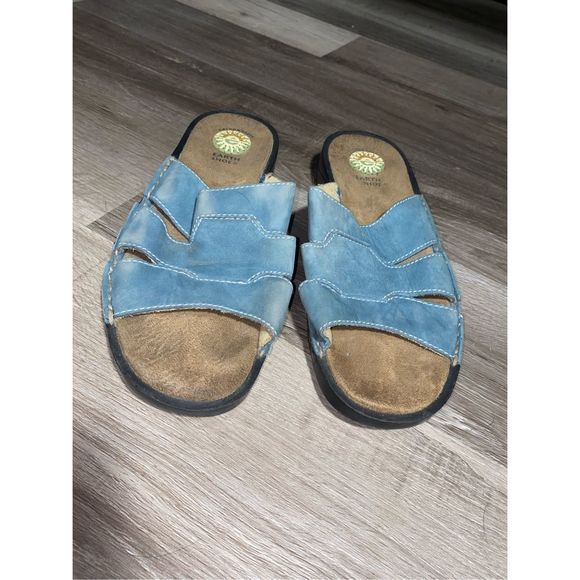 Earth Spirit Blue Leather Gelron 2000 Slip On Slide Sandals, W Size 9, MSRP $83 - Picture 12 of 15